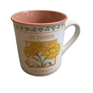 Papel Flower Of The Month Mug October Canduela Vintage Birthday Cup Tea Floral
